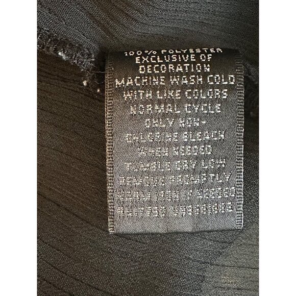 Black Sheer Blouse With Tie Neck & Pom Pom Trim - Womens L - Picture 4 of 7